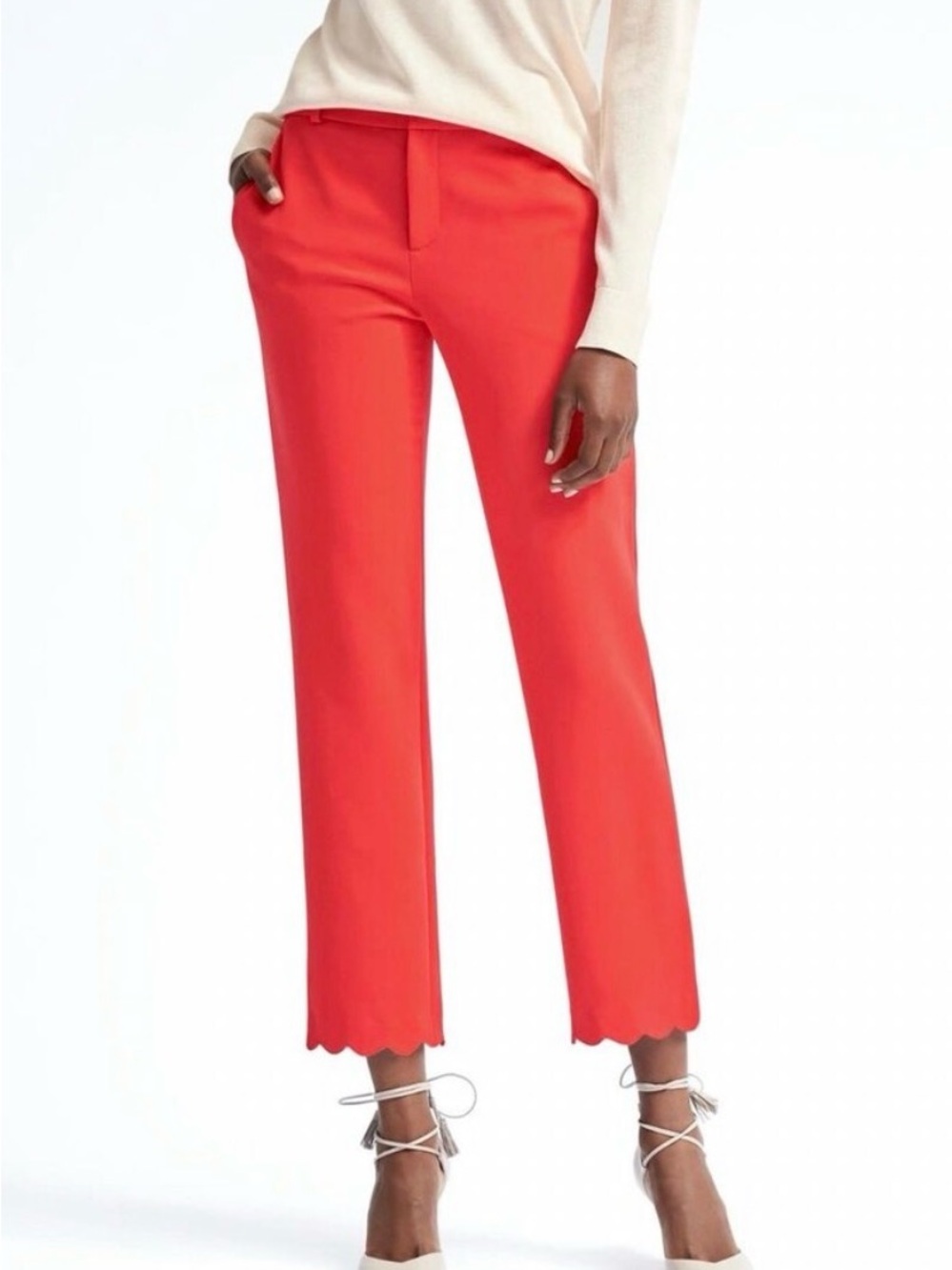 Banana Republic Coral Scallop-Hem Cropped Trousers